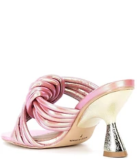 Cecelia New York Time Knotted Metallic Leather Tapered Heel Slide Sandals