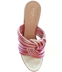 Cecelia New York Time Knotted Metallic Leather Tapered Heel Slide Sandals