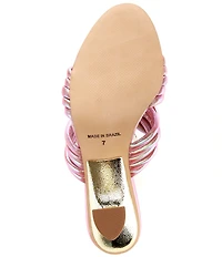 Cecelia New York Time Knotted Metallic Leather Tapered Heel Slide Sandals