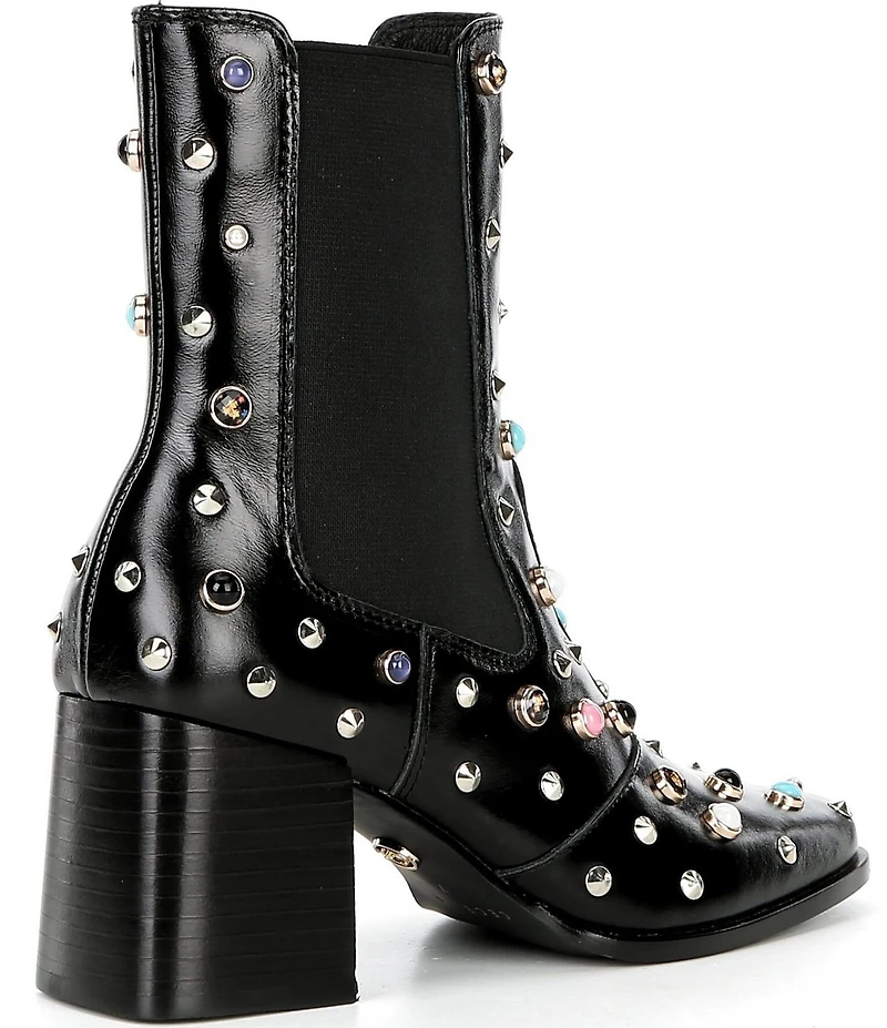 Cecelia New York Whistle Studded Leather Block Heel Booties