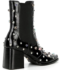 Cecelia New York Whistle Studded Leather Block Heel Booties