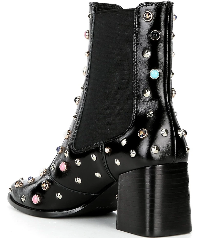 Cecelia New York Whistle Studded Leather Block Heel Booties