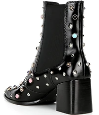 Cecelia New York Whistle Studded Leather Block Heel Booties