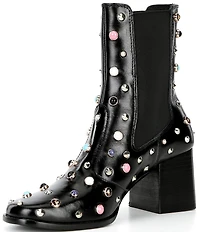 Cecelia New York Whistle Studded Leather Block Heel Booties