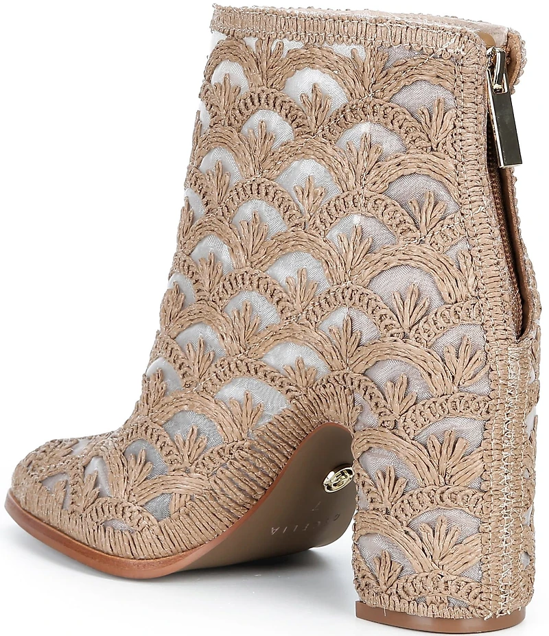 Cecelia New York Woven Detail & Mesh Block Heel Booties