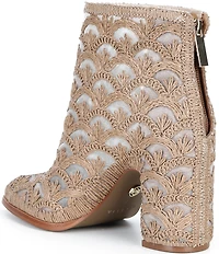 Cecelia New York Woven Detail & Mesh Block Heel Booties