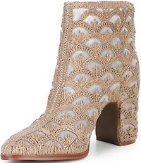 Cecelia New York Woven Detail & Mesh Block Heel Booties