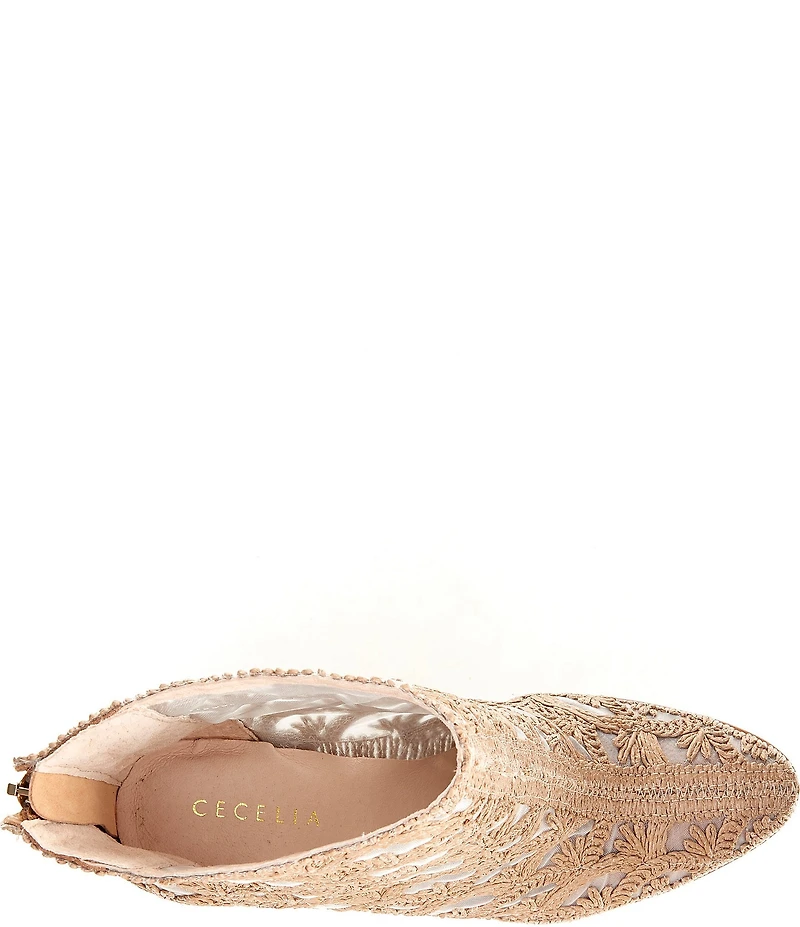 Cecelia New York Woven Detail & Mesh Block Heel Booties