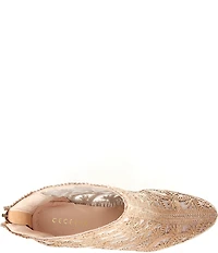 Cecelia New York Woven Detail & Mesh Block Heel Booties