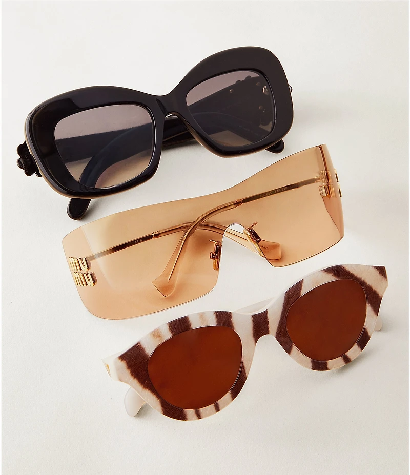 CELINE Women's Triomphe Mini 47mm Animal Print Round Sunglasses