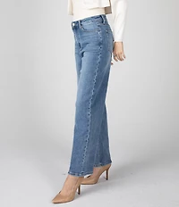 Ceros Jeans Super High Rise Zip/Button-Front Closure Wide Leg Jeans