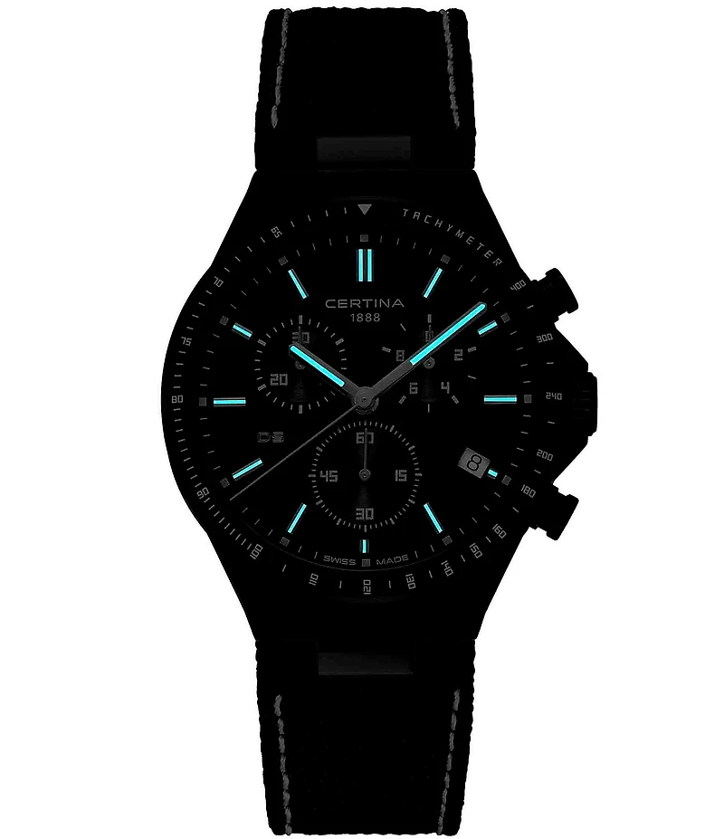 Certina Men's DS-7 Quartz Chronograph Black Strap Watch