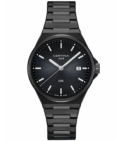 Certina Men's DS-7 Quartz Analog Black Tone Stainless Steel Bracelet Watch