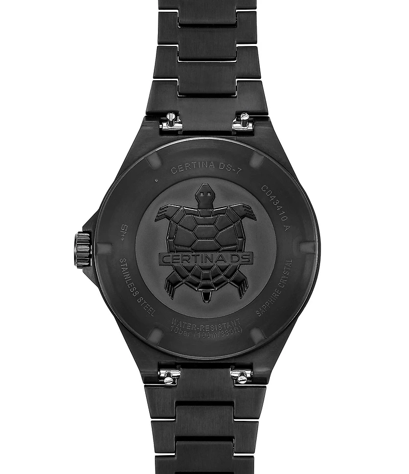 Certina Men's DS-7 Quartz Analog Black Tone Stainless Steel Bracelet Watch