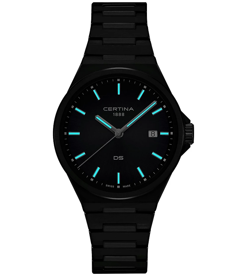 Certina Men's DS-7 Quartz Analog Black Tone Stainless Steel Bracelet Watch