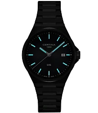 Certina Men's DS-7 Quartz Analog Black Tone Stainless Steel Bracelet Watch