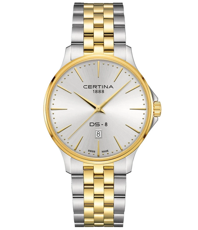 Certina Men's DS 8 Quartz Analog Two Tone Stainless Steel Bracelet Watch