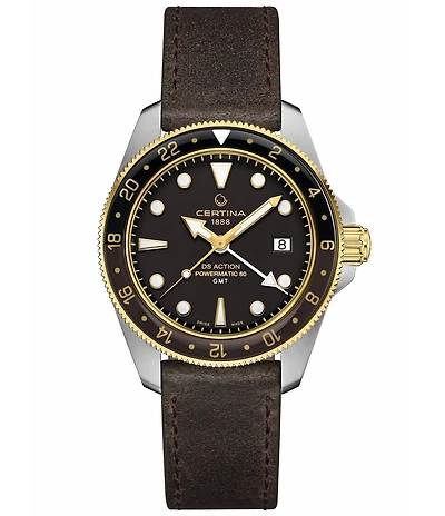 Certina Men's Ds Action GMT Powermatic 80 Automatic Leather Strap Watch