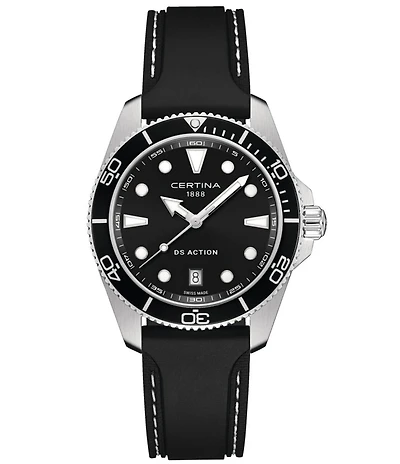 Certina Men's Ds Action Quartz Analog Rubber Strap Watch