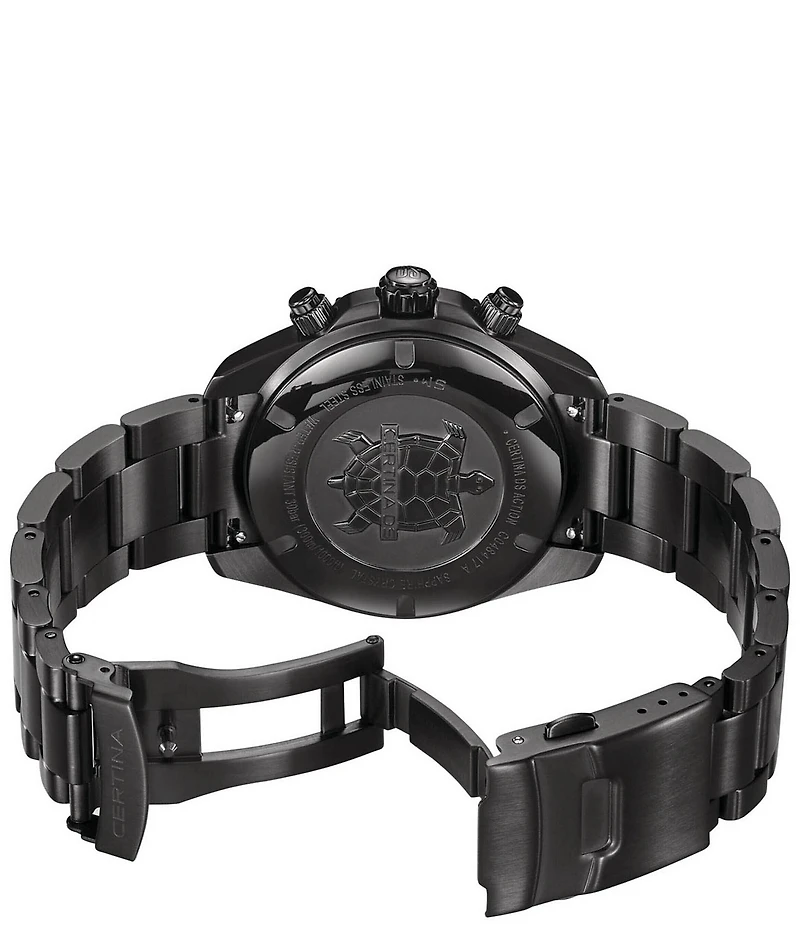 Certina Men's DS Action Quartz Chronograph Black Tone Stainless Steel Bracelet Watch