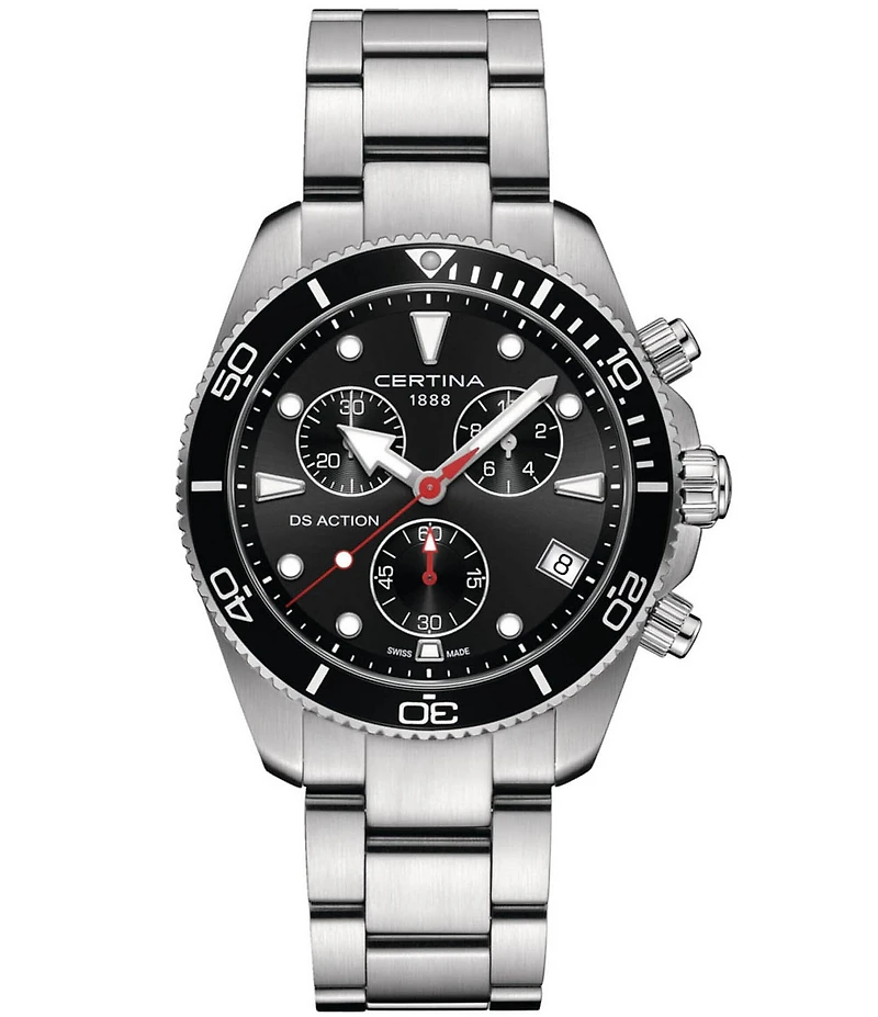 Certina Men's DS Action Quartz Chronograph Stainless Steel Bracelet Watch
