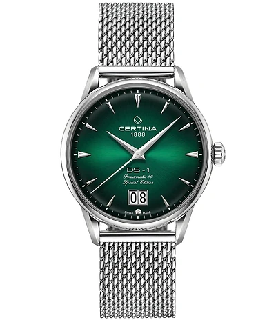 Certina Men's DS Big Date Powermatic Automatic Stainless Steel Mesh Bracelet Watch