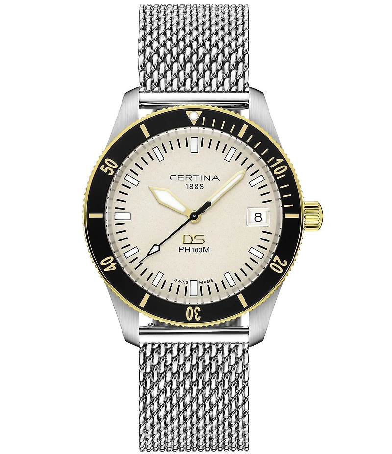 Certina Men's DS PH100M Gent Quartz Analog Stainless Steel Mesh Bracelet Watch