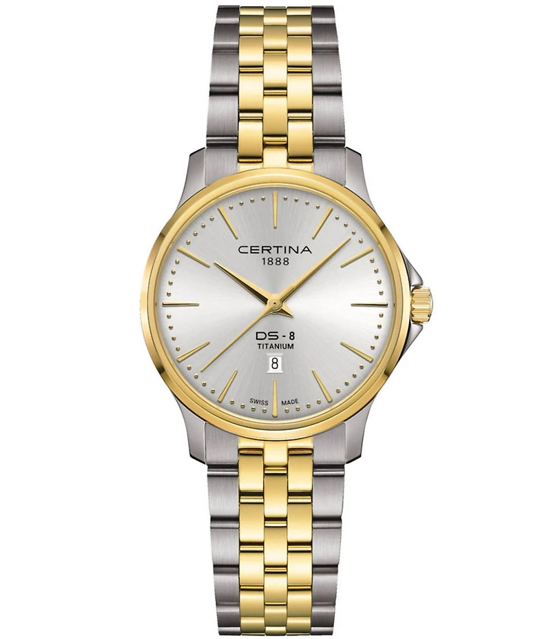 Certina Women's DS 8 Quartz Analog Two Tone Titanium Bracelet Watch