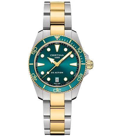 Certina Women's Ds Action Quartz Analog Two Tone Stainless Steel Bracelet Watch