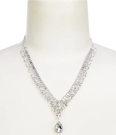 Cezanne Amelia Baguette Chain Teardrop Stone Short Pendant Necklace