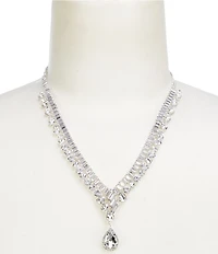 Cezanne Amelia Baguette Chain Teardrop Stone Short Pendant Necklace