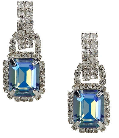 Cezanne Aruba Blue Square Drop Hoop Earrings