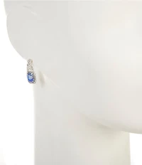 Cezanne Aruba Blue Square Drop Hoop Earrings