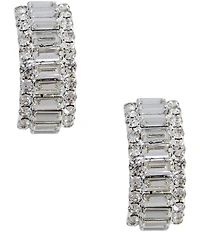 Cezanne Baguette Pave Hoop Earrings