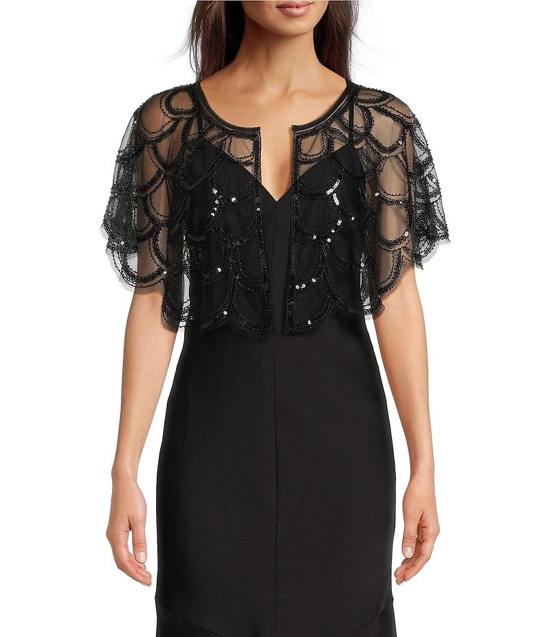 Cezanne Sequin Scallop Evening Capelet
