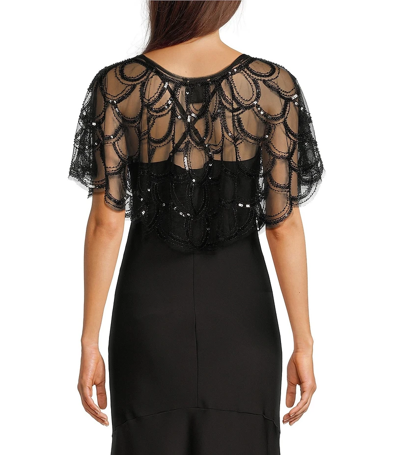 Cezanne Sequin Scallop Evening Capelet