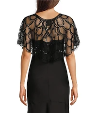 Cezanne Sequin Scallop Evening Capelet