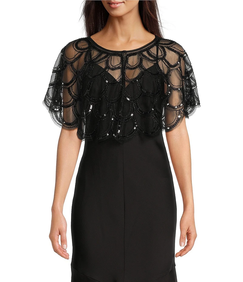 Cezanne Sequin Scallop Evening Capelet