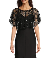 Cezanne Sequin Scallop Evening Capelet