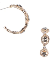 Cezanne Black Diamond Oval Stone Crystal Pave Halo Hoop Earrings