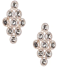 Cezanne Black Diamond Oval with Crystal Pave Kite Drop Earrings