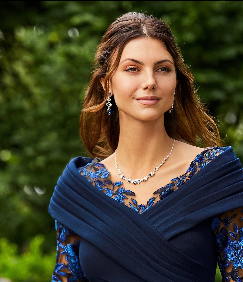 Cezanne Cluster Blue Stone and Pearl Collar Necklace