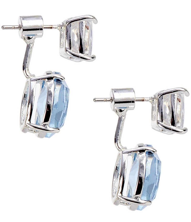 Cezanne Crystal CZ & Light Denim Stone Drop Front Back Earrings