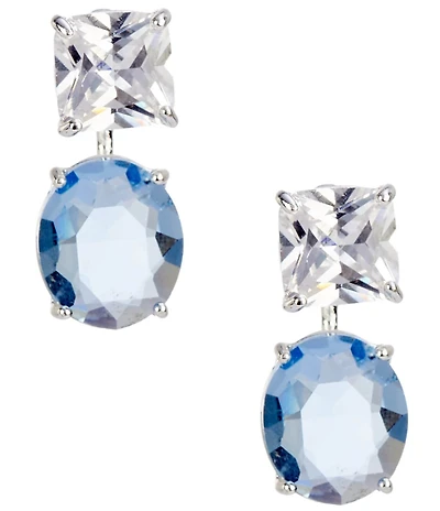 Cezanne Crystal CZ & Light Denim Stone Drop Front Back Earrings