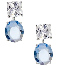 Cezanne Crystal CZ & Light Denim Stone Drop Front Back Earrings