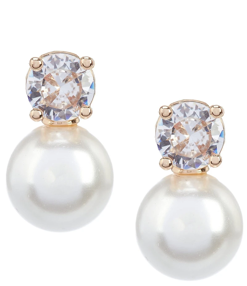 Cezanne Pearl Rhinestone Drop Short Pendant Necklace & Earring Set