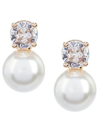 Cezanne Pearl Rhinestone Drop Short Pendant Necklace & Earring Set