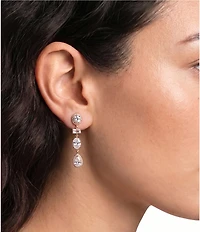 Cezanne Crystal CZ Oval, Baguette, & Teardrop Stone Short Linear Earrings