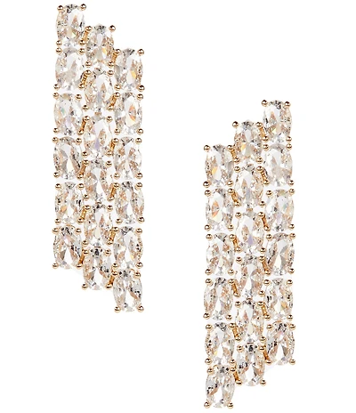 Cezanne Crystal CZ Oval Stone 3 Row Drop Earrings