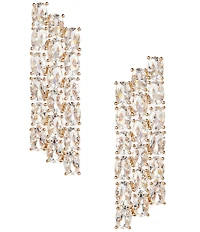 Cezanne Crystal CZ Oval Stone 3 Row Drop Earrings